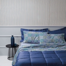 Σεντόνια Pepe B1 9196712 Σετ 4τμχ Blue Zucchi Queen Size 175x200cm 100% Βαμβάκι