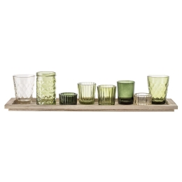 Βάσεις Ρεσώ 27405302 Σετ 9τμχ Green Bloomingville Ξύλο,Γυαλί