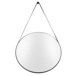 Καθρέπτης Τοίχου Balanced PT3281BK D.47cm Black Present Time Μέταλλο, Δέρμα