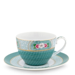 Φλυτζάνι Cappuccino Με Πιατάκι 51004083 Blushing Birds 280ml Blue Pip Studio Πορσελάνη
