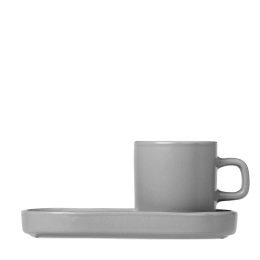 Φλυτζάνια Espresso Με Πιατάκι Pilar 63725 (Σετ 2τμχ) 50ml Mirage Gray Blomus Κεραμικό