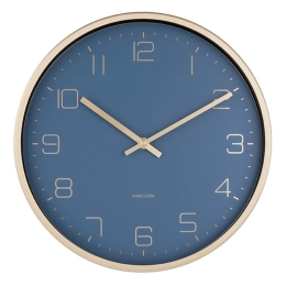 Ρολόι Τοίχου Elegance KA5720BL Φ30cm Μεταλλικό Gold-Blue Karlsson Μέταλλο