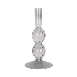Κηροπήγιο Swirl Bubbles PT3727BK Φ9x25cm Black Present Time Γυαλί