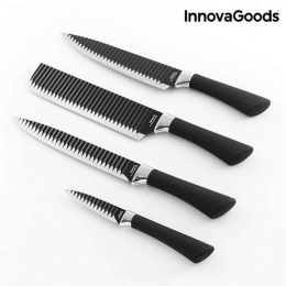 Μαχαίρια Shark Swiss Q (Σετ 4Τμχ) V0101019 Black-Silver InnovaGoods Ανοξείδωτο Ατσάλι