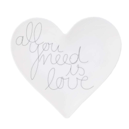 Πιάτο Καρδιά All You Need Is Love 0015698 15x13,8cm White-Gold Raeder Πορσελάνη