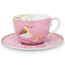Φλυτζάνι Με Πιατάκι 51004001 Floral Early Bird 280ml Pink Pip Studio Πορσελάνη
