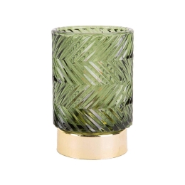 Κηροπήγιο Με Φωτισμό Led Zig Zag PT3689GR 8,5x13cm Dark Green Present Time Γυαλί