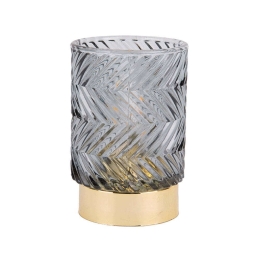 Κηροπήγιο Με Φωτισμό Led Zig Zag PT3689GY 8,5x13cm Grey Present Time Γυαλί