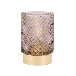 Κηροπήγιο Με Φωτισμό Led Zig Zag PT3689BR 8,5x13cm Brown Present Time Γυαλί