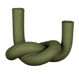 Κηροπήγιο Knot Double PT3882MG 13,6x14,8cm Green Present Time Κεραμικό
