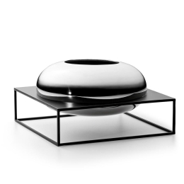 Βάζο Με Βάση Solero XL 240027 30x30x15cm Silver-Black Philippi Ατσάλι