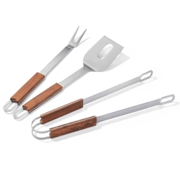 Εργαλεία Barbeque Brick (Σετ 3Τμχ) 353014 Inox-Brown Philippi Ατσάλι,Ξύλο