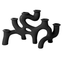 Κηροπήγιο Swirls L PT3907BK 20x14,5x35cm Black Present Time Πολυρεσίνη