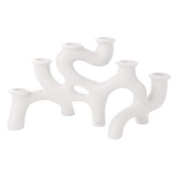 Κηροπήγιο Swirls L PT3907WH 20x14,5x35cm White Present Time Πολυρεσίνη