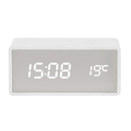 Ρολόι Επιτραπέζιο - Ξυπνητήρι Mirror LED KA5879WH 15x4,5x7cm White Karlsson Ξύλο