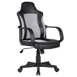 Πολυθρόνα Διευθυντή Γκρι BF2850 ΕΟ298,2 Mesh/Μαύρο PU 54x62x98/107 cm