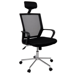 Πολυθρόνα Διευθυντή BF8100 ΕΟ229 Χρώμιο/Μαύρο Mesh 58x55x110/117 cm
