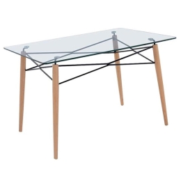 Τραπέζι Art Wood Ε7081,2 Ξύλο/Γυαλί 10mm 120x80cm Ξύλο,Γυαλί