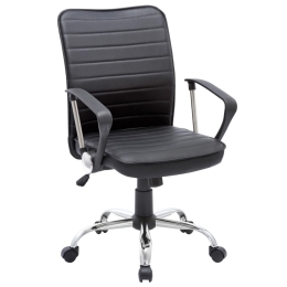 Πολυθρόνα Γραφείου BF3450 ΕΟ219 Χρώμιο/Pvc Μαύρο 57x64x90/100cm