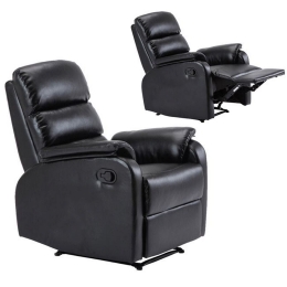 Πολυθρόνα Relax Comfort Pu Μαύρο 79x97x101cm Τεχνόδερμα