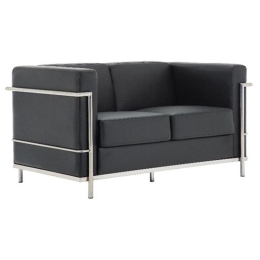 Καναπές 2-Θέσιος Genova Ε947,22 Inox/Pu Μαύρο 130x73x71cm Μέταλλο,Τεχνόδερμα