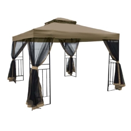 Κιόσκι Gazebo Ε937 Με Μαύρη Προστατευτική Σίτα Μεταλλικό Ανθρακί/Ύφασμα Μπεζ 3x3m
