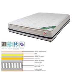 Στρώμα Pocket Spring Ε2049,2  Μονής Όψης 160x200x(31/29)cm Υπέρδιπλo