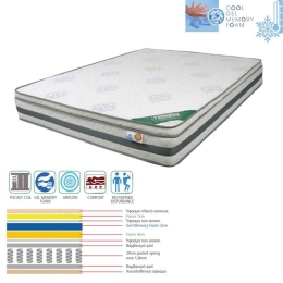 Στρώμα Pocket Spring Ε2051,2  Μονής Όψης 160x200x(27/25)cm Υπέρδιπλo