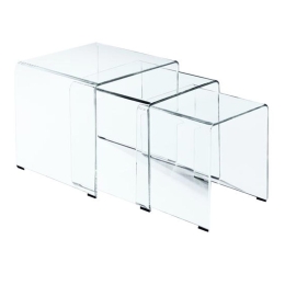 Σετ-3 Τραπεζάκια Glasser Clear ΕΜ725,1 Γυαλί 10mm 42x42x42cm