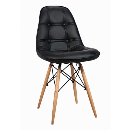 Καρέκλα Amanta Black 10-0082 46X51X82cm Μέταλλο,Τεχνόδερμα,Ξύλο