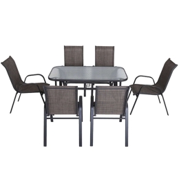 Τραπεζαρία Denim 06.8081.2 (Σετ 7Τμχ) 140x80cm Anthracite Zita Plus 6 Θέσεων