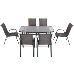 Τραπεζαρία Denim 06.8082.1 (Σετ 7Τμχ) 160x90cm Anthracite Zita Plus 6 Θέσεων