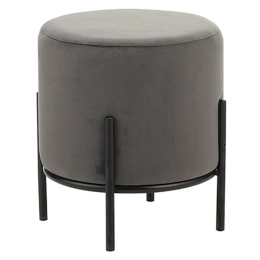 Σκαμπό Bella/R 40.0140 Φ35x38cm Βελούδινο Grey Zita Plus