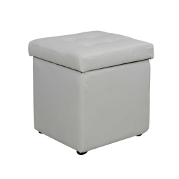 Σκαμπω Με Αποθηκευτικο Χωρο Pu Λευκο Cube Hm224.02 Τεχνόδερμα
