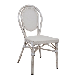Καρεκλα Αλουμινιου Bamboo Look Πατινα Λευκη Με Textline Hm5109