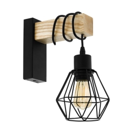 Φωτιστικό Τοίχου - Απλίκα Townshend 5 43135 Black-Brown Eglo Μέταλλο,Ξύλο