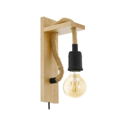 Φωτιστικό Τοίχου - Απλίκα Rampside 43197 Black-Brown Eglo Μέταλλο,Ξύλο