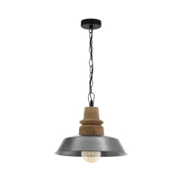 Φωτιστικό Οροφής Κρεμαστό Riddlecombe 33024 Silver-Brown Eglo Μέταλλο,Ξύλο