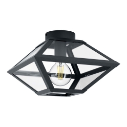 Φωτιστικό Οροφής Πλαφονιέρα Casefabre 98355 Black-Clear Eglo Μέταλλο,Γυαλί
