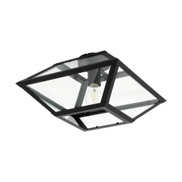 Φωτιστικό Οροφής Πλαφονιέρα Casefabre 98356 Black-Clear Eglo Μέταλλο,Γυαλί