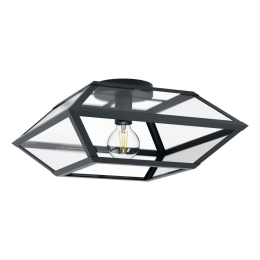 Φωτιστικό Οροφής Πλαφονιέρα Casefabre 98357 Black-Clear Eglo Μέταλλο,Γυαλί