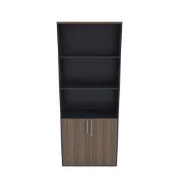 Βιβλιοθήκη 2Πόρτες Block 200 Καρυδί-Black 80x40x200cm 24-0495