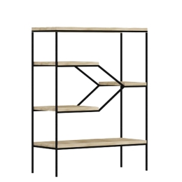 Βιβλιοθήκη Step Sonoma-Black 80x30x120cm 24-0470 Veneer, Μέταλλο