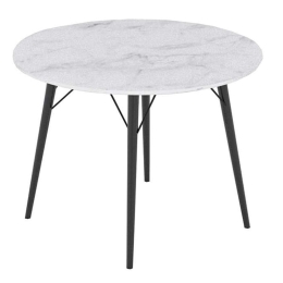 Τραπέζι Ροτόντα Marm Carrara White-Black D100x75cm 02-0329