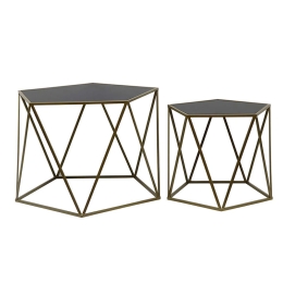 Τραπεζάκι Diamond Brown Σετ 2Τεμ Black Gold 61,5-43,5x64,5-46x45-38cm 04-0365