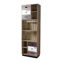 Βιβλιοθήκη Number 28-0236 60x29,6xH180cm Sonoma - White Μοριοσανίδα, Μέταλλο