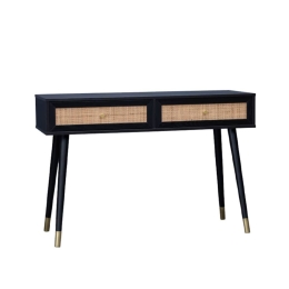 Γραφείο Vienna 24-0637 110x39xH74,2cm Black Με Rattan