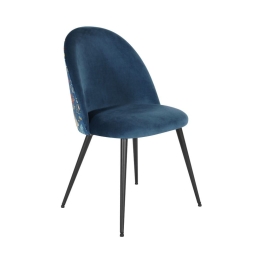Καρέκλα Floral 03-0812 (Σετ 4τμχ) 47x56,5xH84cm Blue Με Pattern Βελούδο, Μέταλλο