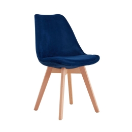 Καρέκλα Thelma 03-0844 (Σετ 4τμχ) 48x55xH83cm Blue Βελούδο, Ξύλο