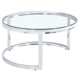 Τραπέζι Σαλονιού Louxor 04-0534 Φ80x43cm Silver-Clear